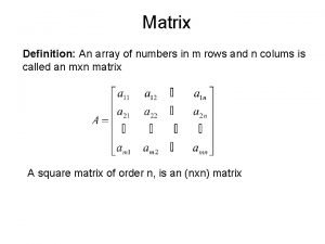 Nxn matrix definition