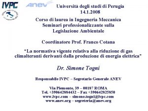 Universit degli studi di Perugia 14 1 2008