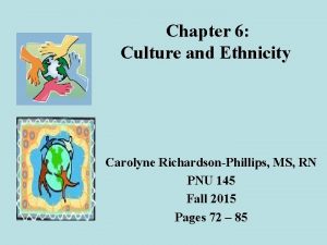 Chapter 6 Culture and Ethnicity Carolyne RichardsonPhillips MS