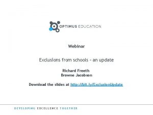 Webinar Exclusions from schools an update Richard Freeth