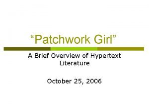 Patchwork girl hypertext