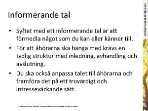 Informerande tal svenska 1