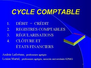 CYCLE COMPTABLE 1 2 3 4 DBIT CRDIT