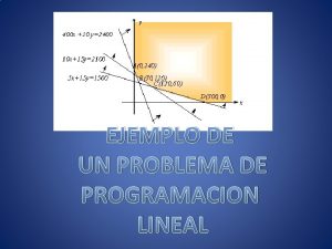 EJEMPLO DE UN PROBLEMA DE PROGRAMACION LINEAL DEFINICION