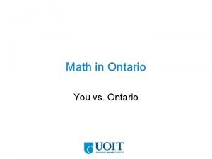 Math in Ontario You vs Ontario Your Math