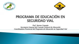 PROGRAMA DE EDUCACIN EN SEGURIDAD VIAL Prof Norma