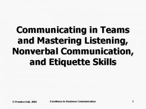 Communicating in Teams and Mastering Listening Nonverbal Communication