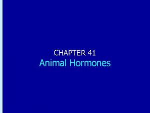 Chapter 41 Animal Hormones CHAPTER 41 Animal Hormones