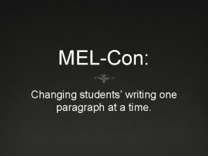 How to write a melcon paragraph