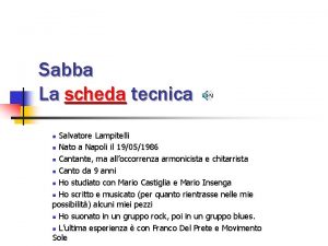 Sabba La scheda tecnica Salvatore Lampitelli n Nato