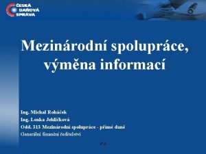 Mezinrodn spoluprce vmna informac Ing Michal Rohek Ing