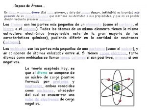 Repaso de tomos En fsica y qumica tomo