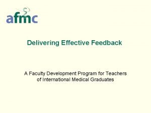 Feedback for faculty development programme