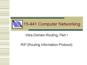 15 441 Computer Networking IntraDomain Routing Part I