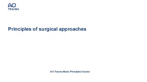 Principles of surgical approaches AO Trauma Basic Principles