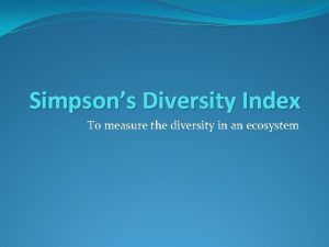 Simpsons diversity index equation