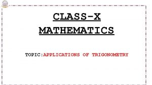 Learning objectives of introduction to trigonometry