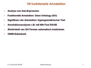 V 9 funktionelle Annotation Analyse von GenExpression Funktionelle