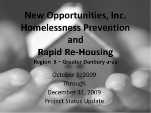 New Opportunities Inc Homelessness Prevention and Rapid ReHousing