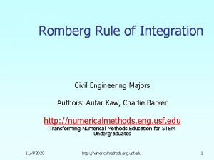 Romberg Rule of Integration Civil Engineering Majors Authors