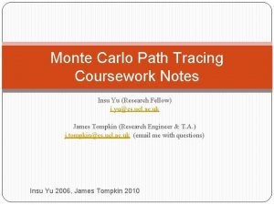 Monte Carlo Path Tracing Coursework Notes Insu Yu