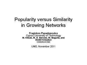 Popularity versus Similarity in Growing Networks Fragiskos Papadopoulos