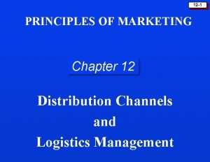 Principles of marketing chapter 12