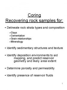 Coring Recovering rock samples for Delineate rock strata