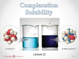 Complexation Solubility Lecture 22 Stability Constants In its