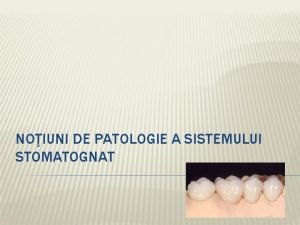 NOIUNI DE PATOLOGIE A SISTEMULUI STOMATOGNAT Edentaia se