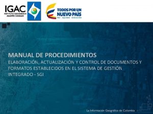 MANUAL DE PROCEDIMIENTOS ELABORACIN ACTUALIZACIN Y CONTROL DE