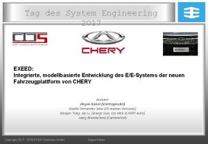 Tag des System Engineering 2017 EXEED Integrierte modellbasierte