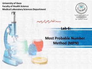 Lab 6 Most Probable Number Method MPN Most