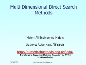 Multi Dimensional Direct Search Methods Major All Engineering