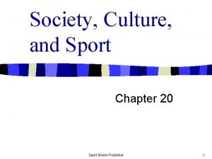 Society Culture and Sport Chapter 20 Sport Books