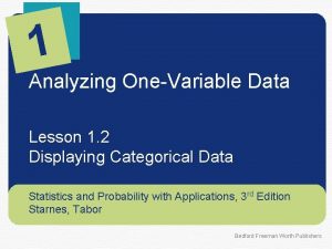 1 Analyzing OneVariable Data Lesson 1 2 Displaying