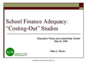 School Finance Adequacy CostingOut Studies Education Policy and