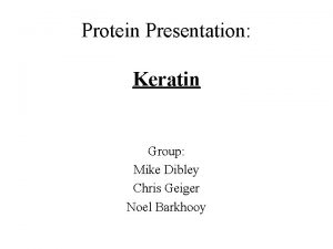 Protein Presentation Keratin Group Mike Dibley Chris Geiger