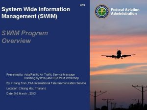 System Wide Information Management SWIM SP3 SWIM Program