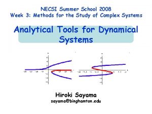 NECSI Summer School 2008 Week 3 Methods for