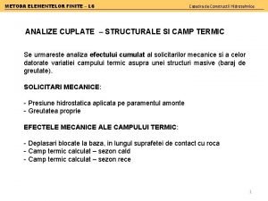 METODA ELEMENTELOR FINITE L 6 Catedra de Constructii