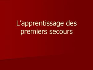 Lapprentissage des premiers secours Plan n Rappel des