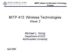 MITP Master of Information Technology Program MITP 413
