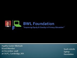 F BWL Foundation Improving Equity Quality in Primary