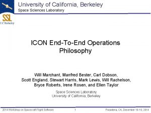 University of California Berkeley Space Sciences Laboratory ICON
