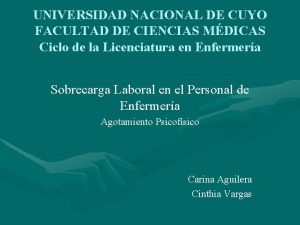 UNIVERSIDAD NACIONAL DE CUYO FACULTAD DE CIENCIAS MDICAS