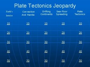 Plate Tectonics Jeopardy Convection And Mantle Drifting Continents