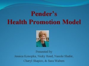 Nola pender health promotion model articles