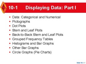 10 1 Displaying Data Part I Data Categorical