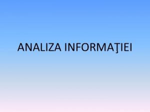 Regularizeaza fluxul informational
